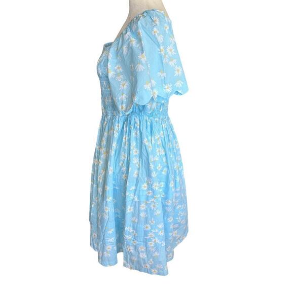 Simply southern NWT sz L puff sleeve, smock chest blue floral dress, cotton - Picture 4 of 11